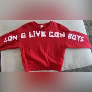 Wrangler Retro Womens Long Live Cowboys Sweatshirt L Red Western Puff Paint